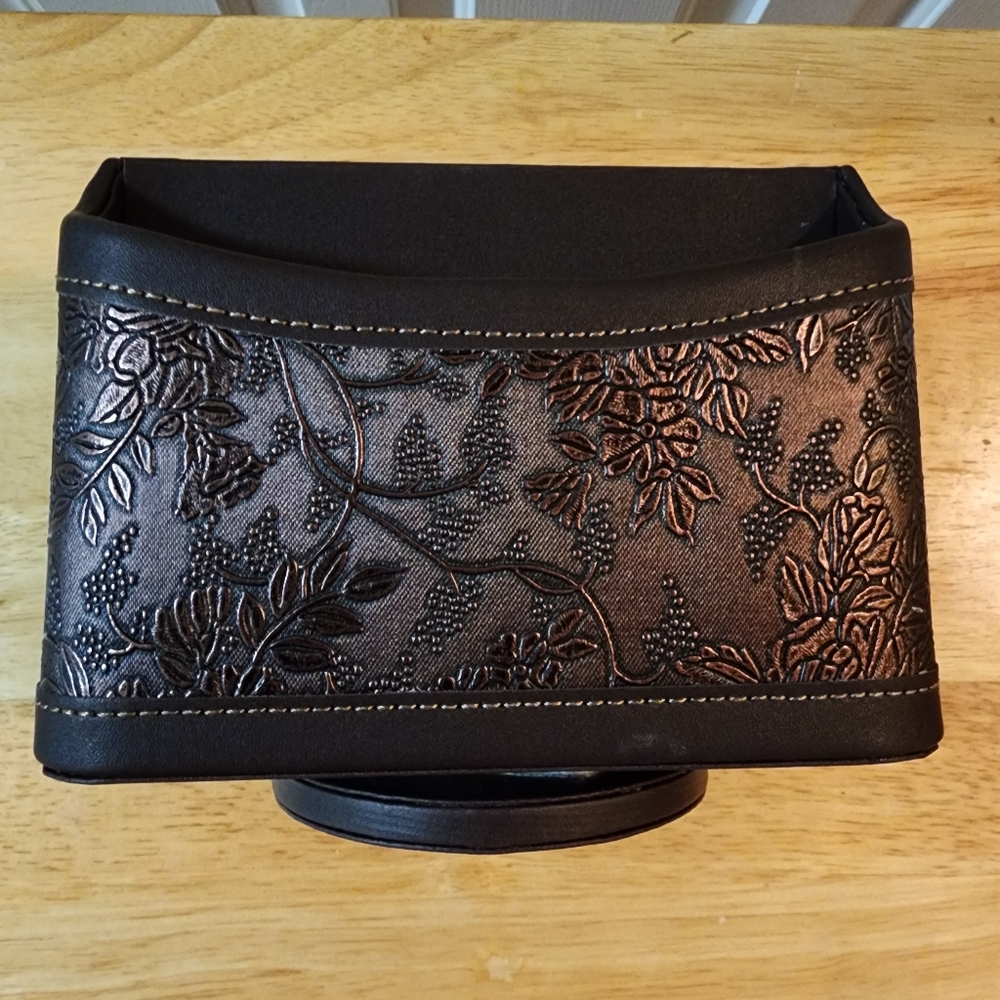 Black and Brown Embossed Rotating Oraganizer